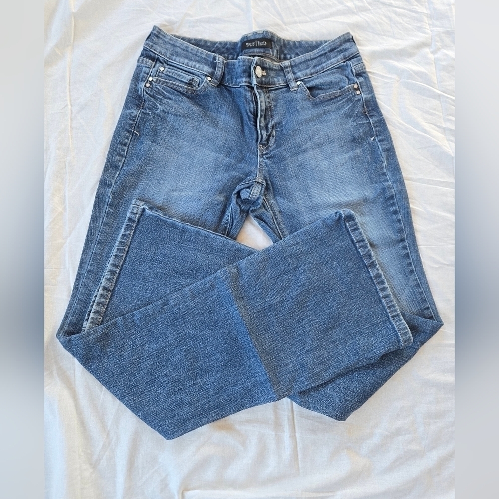 White House Black Market Blanc denim Y2K flare leg jeans 4R - Picture 2 of 14